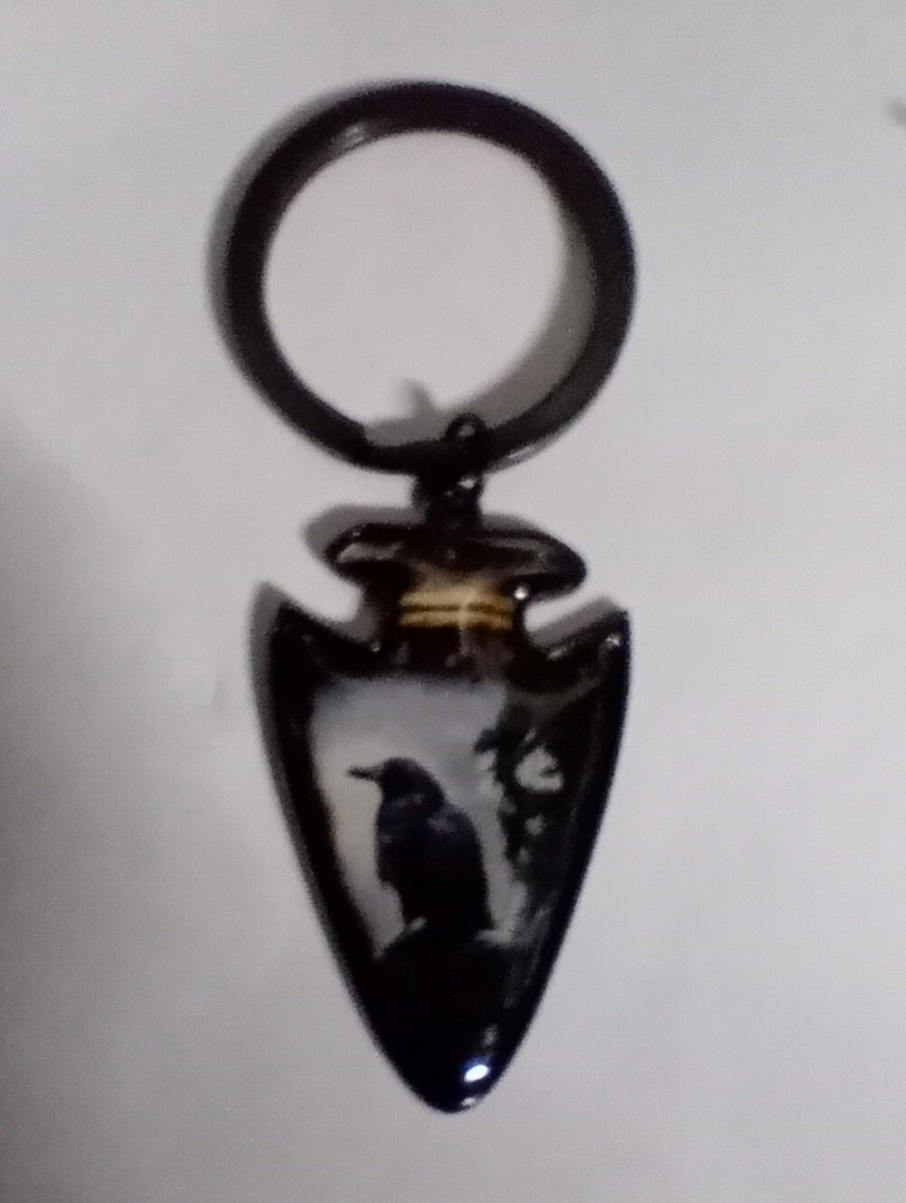 Black Raven Arrowhead Pet Bird Keychain